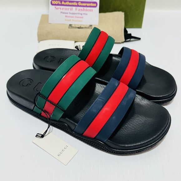 Gucci Agrado GRG 10/ US 10.5 Slides Multicolor Rubber Slip-On Sandals NIB - Picture 6 of 13